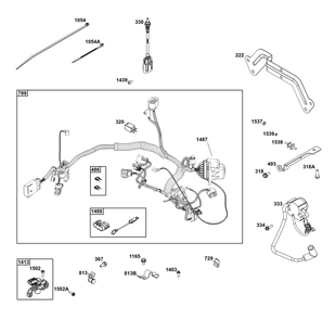 Controls Group Diagram and Parts List for 61G877-0003-J1 400000 - 699999 Briggs and Stratton Engine